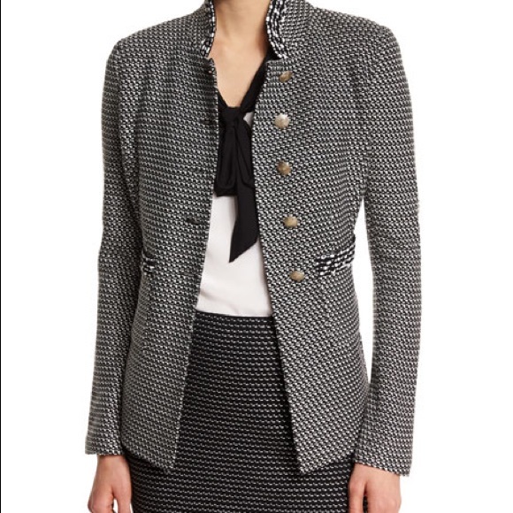 St. John Jackets & Blazers - St John Manto Contrast-Trim Knit Jacket, Caviar